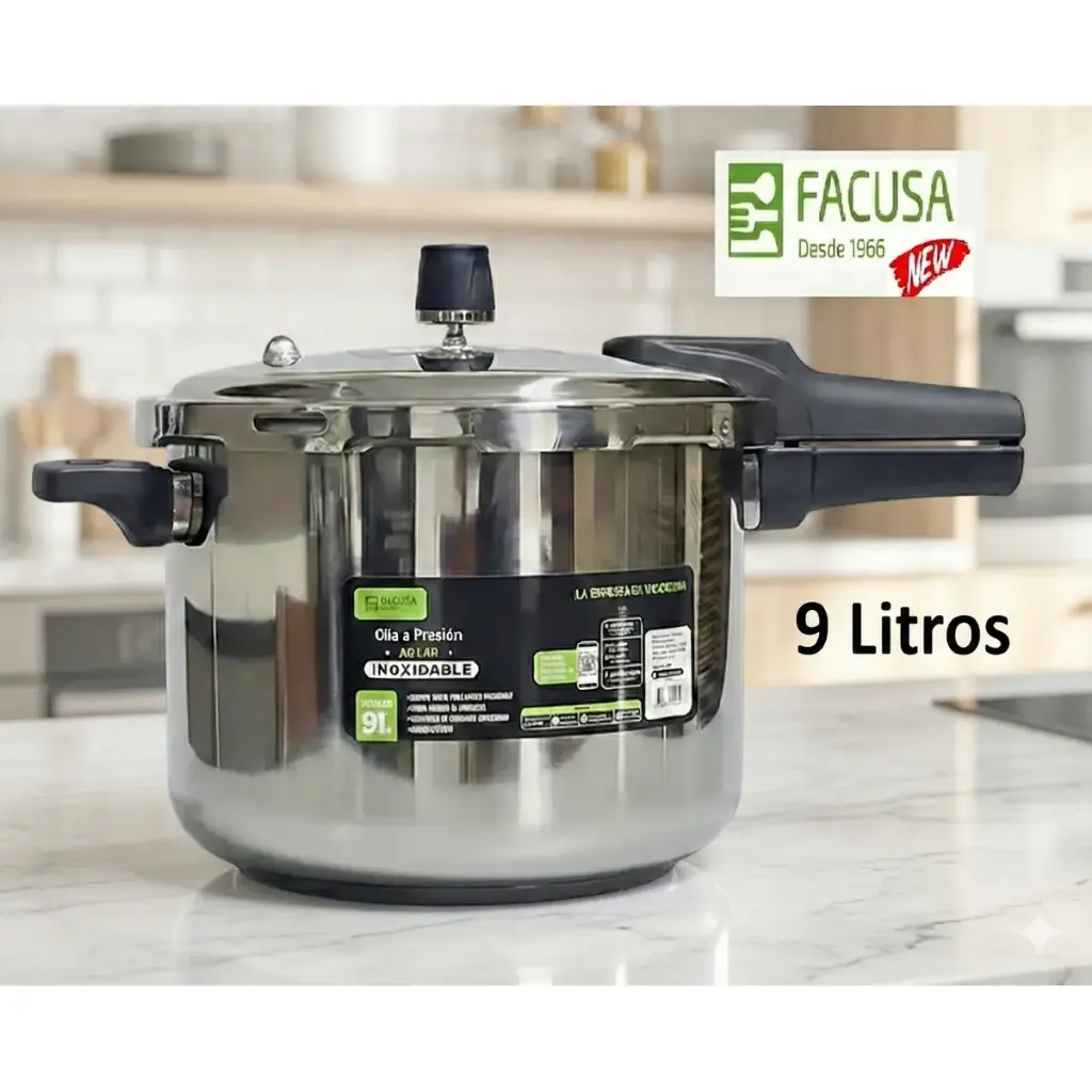 OLLA A PRESION 9L FACUSA ACERO INOX CIERRE EXTERNO