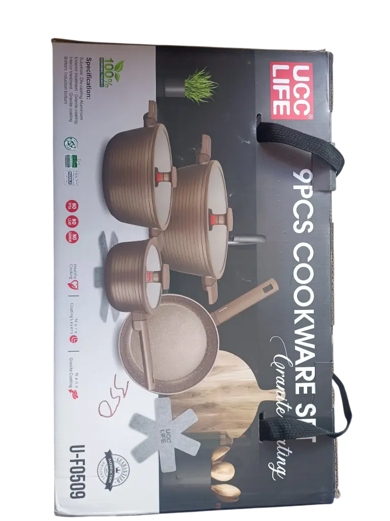 JUEGO DE OLLAS ROCA VULCANICA UCC LIFE 9PCS U-F0509