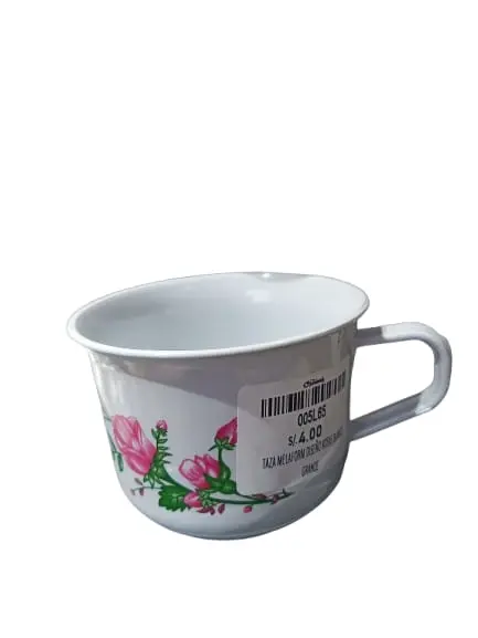 TAZA MELAFORM DISEÑO ROSAS BLANCO GRANDE