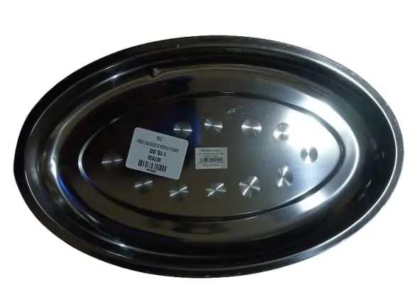 BANDEJA OVALADA DE ACERO INOX 34CM X 21CM