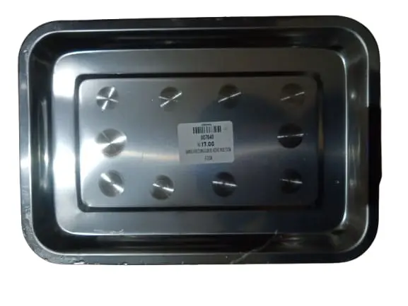 BANDEJA RECTANGULAR DE ACERO INOX 32CM X 22CM