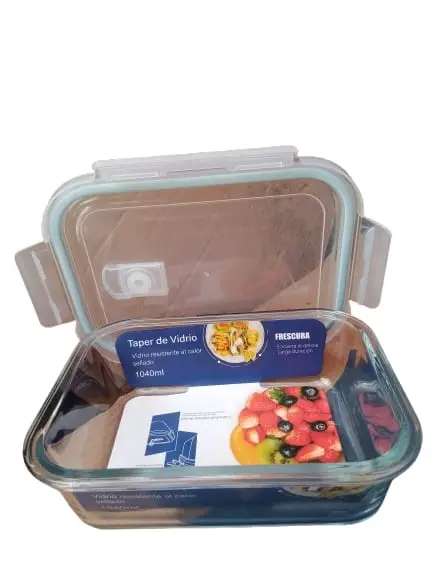 TAPER HERMETICO VIDRIO 1040ML RECTANGULAR