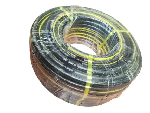 MANGUERA PVC 3/8" REFORZADA 3 CAPAS NEGRO CON AMARILLA 