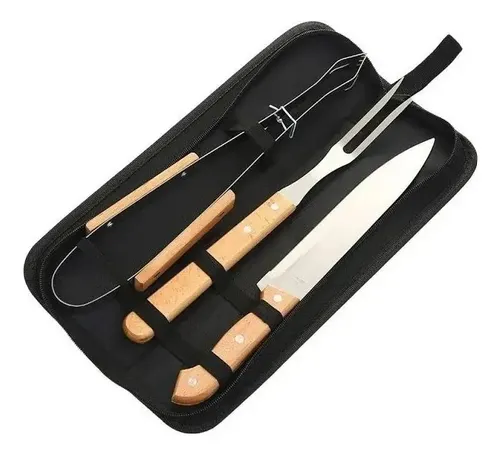 SET PARRILLERO M/MADERA 3PCS CON ESTUCHE