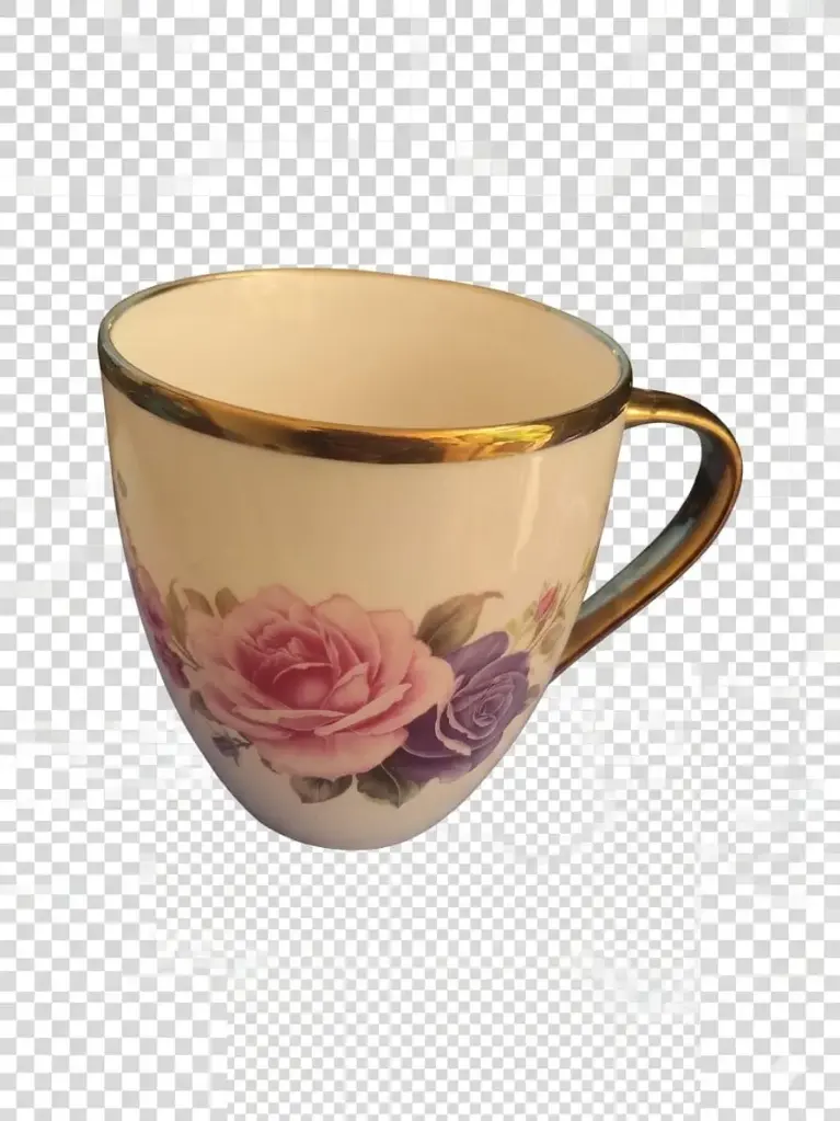 TAZA DE LOZA MEDIANA DISEÑO FLORAL (DOC. 75)
