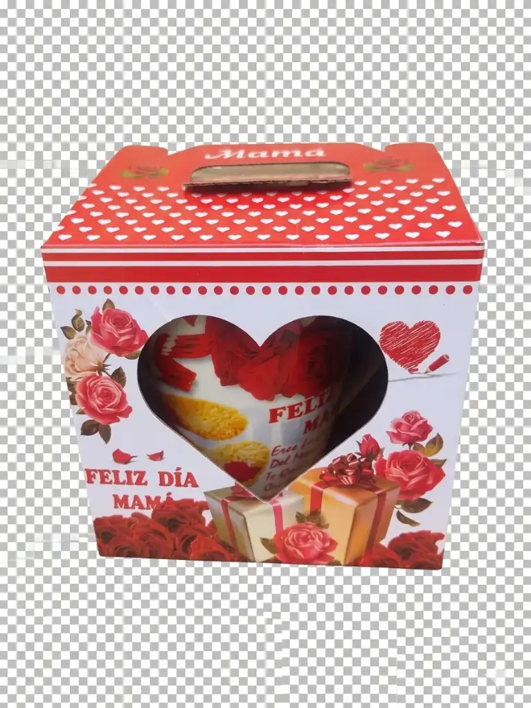 TAZA DE LOZA MEDIANA EN CAJA FELIZ DIA MAMÁ (DOC. 68)