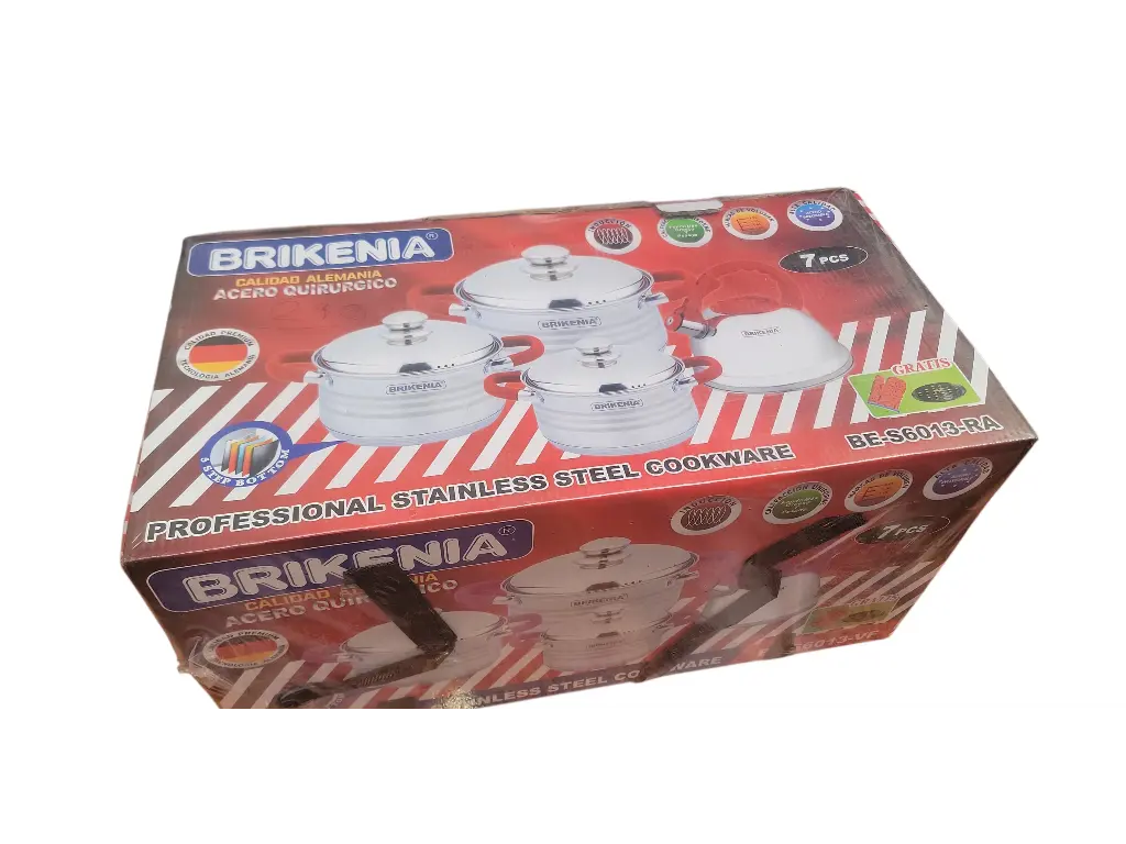 JUEGO DE OLLAS BRIKENIA 7PCS BE-S6013-RA ACERO QUIRÚRGICO 
