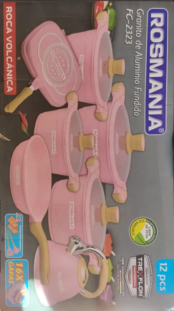 JUEGO DE OLLAS ROSMANIA  ROCA VOLCANICA 12 PCS FC-2323