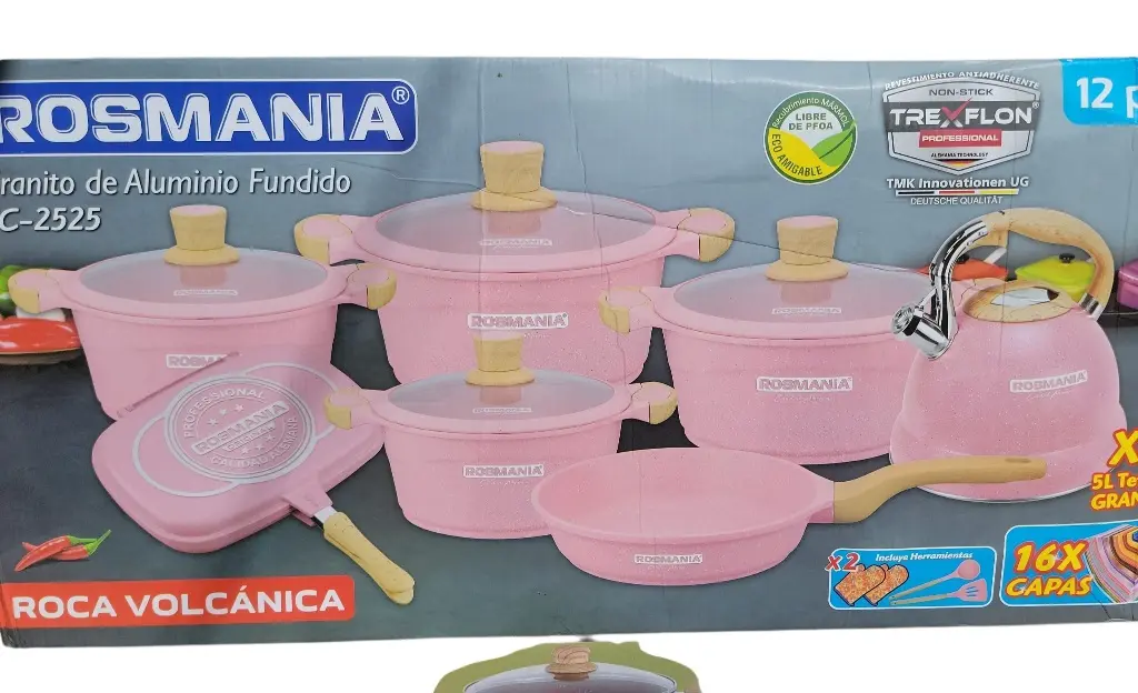 JUEGO DE OLLAS ROSMANIA  ROCA VOLCANICA 12 PCS FC-2525