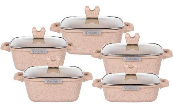 JUEGO DE OLLAS VALESKA VL-SHP10 10PCS ROCA VOLCANICA