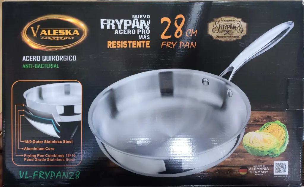 SARTEN VALESKA ACERO QUIRURGICO 28cm FRYPAN VL-FRYPAN28