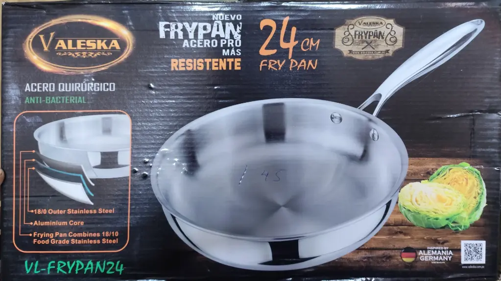 SARTEN VALESKA ACERO QUIRURGICO 24cm FRYPAN VL-FRYPAN24