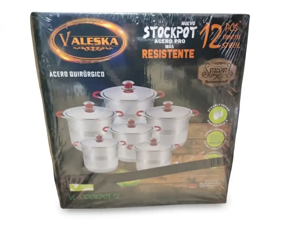 JUEGO DE OLLAS VALESKA STOCKPOT 12pcs ACERO QUIRURGICO VL-STOCKPOT12