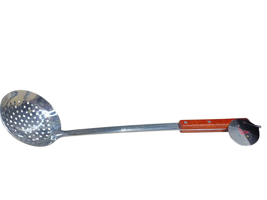 ESPUMADERA INOX. CON MANGO MADERA DIAMETRO: 11.5cm MANGO: 25cm