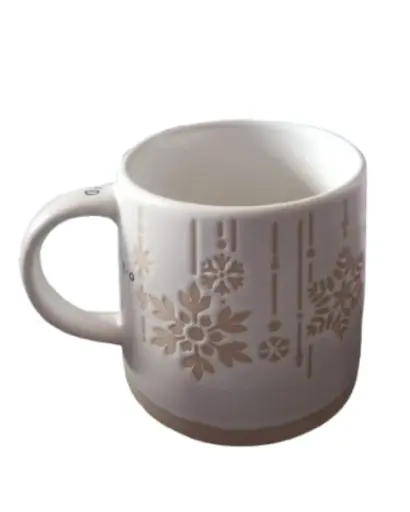 [005L61] TAZA DE LOZA DISEÑO INVIERNO RELIEVE
