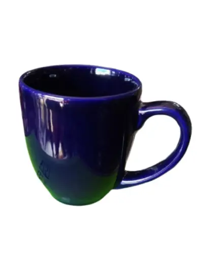 [005L64] TAZA DE LOZA  GRANDE AZUL COBALTO VIDRIADO 