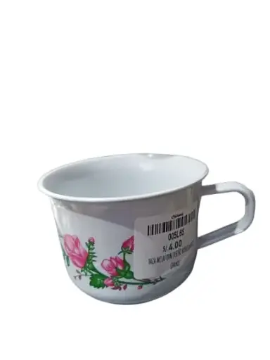 [005L65] TAZA MELAFORM DISEÑO ROSAS BLANCO GRANDE