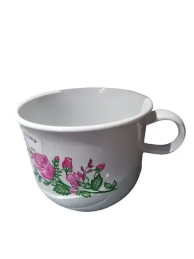 [005L66] TAZA MELAFORM MEDIANO DISEÑO ROSAS BLANCO