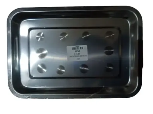 [007640] BANDEJA RECTANGULAR DE ACERO INOX 32CM X 22CM