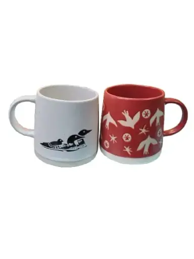 [005L69] TAZA DE LOZA MEDIANA DISEÑO AVES