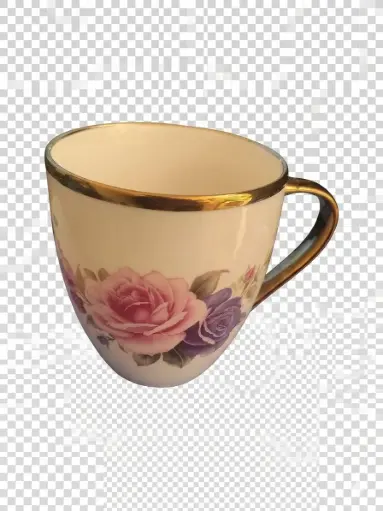 [005L71] TAZA DE LOZA MEDIANA DISEÑO FLORAL (DOC. 75)