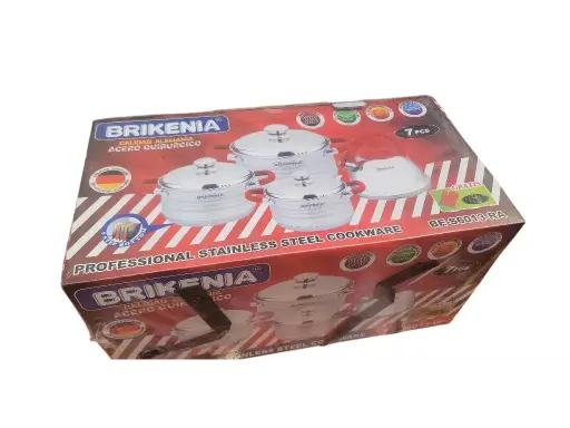 [003G134] JUEGO DE OLLAS BRIKENIA 7PCS BE-S6013-RA ACERO QUIRÚRGICO 