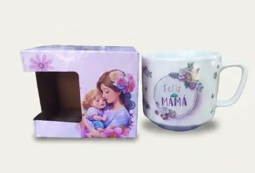 [005L77] TAZA DE LOZA EN CAJA  DIA DE LA MADRE (DOC. 75)