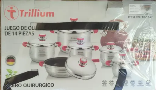 [003G137] JUEGO DE OLLAS TRILLIUM ACERO QUIRURGICO 14 PCS TX-147