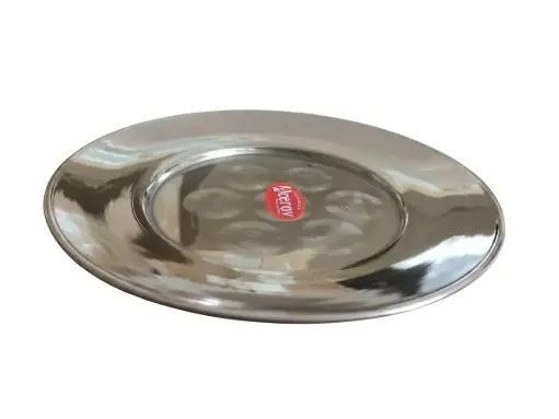[005P12] PLATO PLANO DE ACERO INOX. ACEROV DIAMETRO 21cm (130)