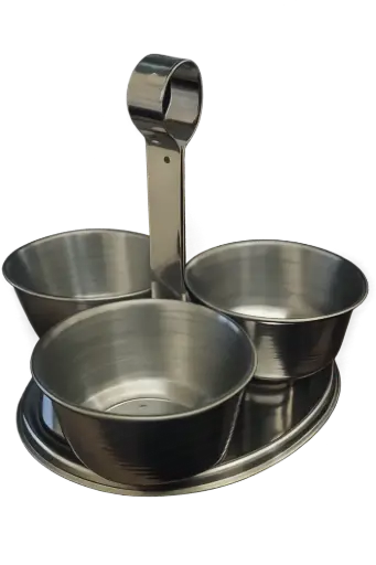[005P13] AJICERO DE ACERO INOX 3 COMPARTIMENTOS DIAMETRO 6cm (120)